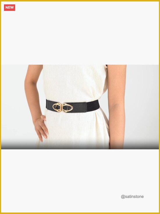 Stretch Skinny Vintage Belt with Gold Buckle, 4 Pack